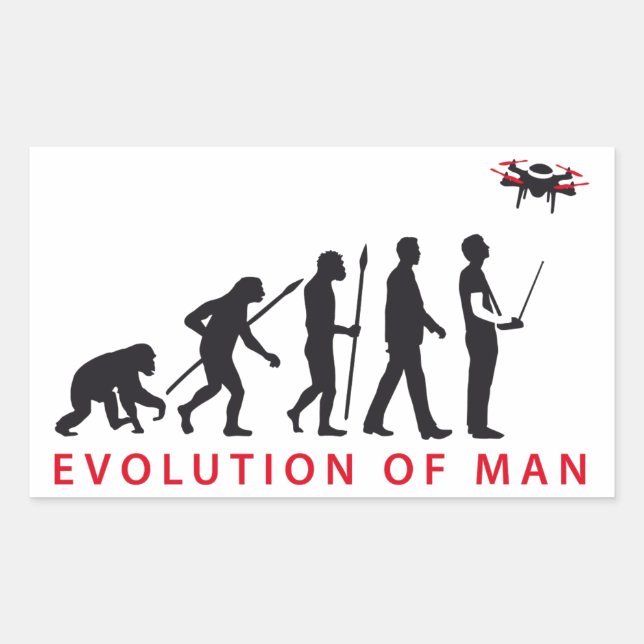 Pegatina Rectangular evolution of usted controlling drone (Anverso)