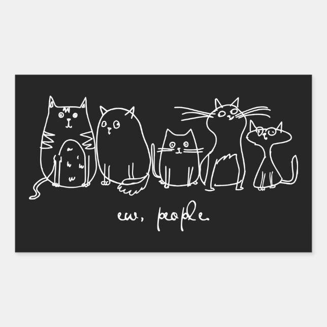 Pegatina Rectangular Ew, People Funny Meowy Cat Aovers (Anverso)
