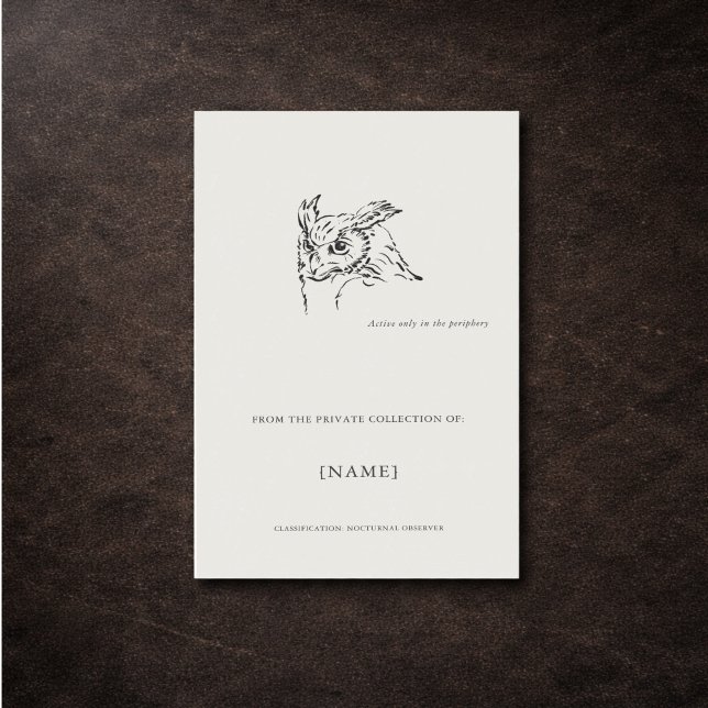 Pegatina Rectangular Ex Libris de búho personalizado | Dark Academia  (Subido por el creador)