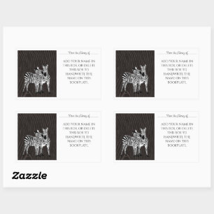 Pegatina Rectangular Ex libris de Zebra Play