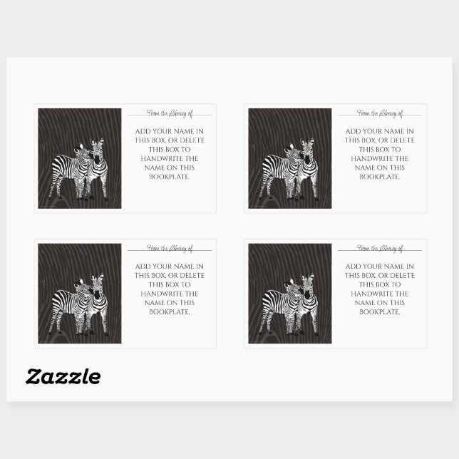 Pegatina Rectangular Ex libris de Zebra Play (Hoja)