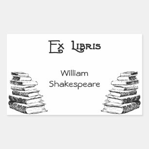 Pegatina Rectangular Ex Libris Deco Letters Libros Personalizado Bookpl