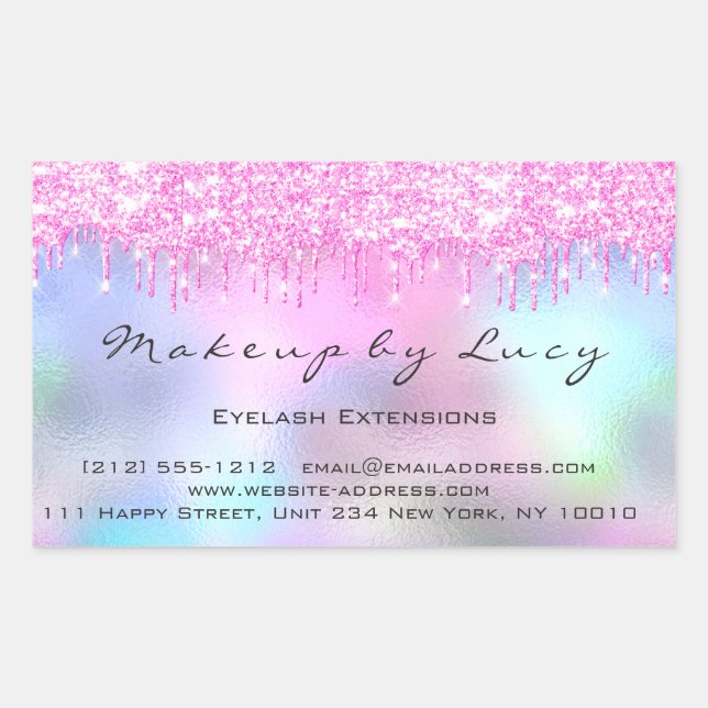 Pegatina Rectangular Extensión de Eyelash Artista de maquillaje Orquíde (Anverso)