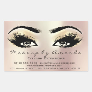 Pegatina Rectangular Extensión de Eyelash Salón de Belleza Artista de m