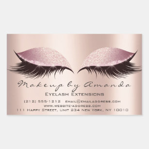 Pegatina Rectangular Extensión Eyelash Artista de maquillaje rosa Salón