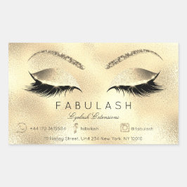 Pegatina Rectangular Extensión Eyelash Makeup Salón De Belleza Lux Gold