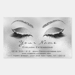Pegatina Rectangular Extensión Eyelash Makeup Salón de belleza Silver V
