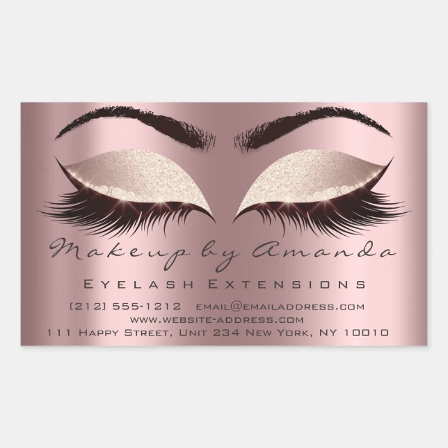 Pegatina Rectangular Extensión Eyelash maquillaje Salón De Belleza Chis (Anverso)