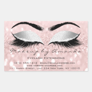 Pegatina Rectangular Extensión Eyelash Maquillaje Salón De Belleza Gris