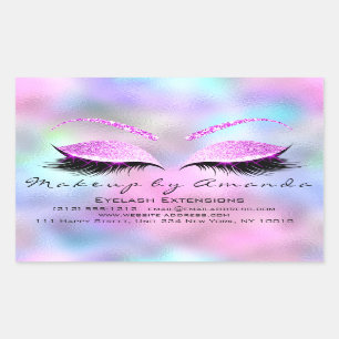 Pegatina Rectangular Extensión Eyelash maquillaje Salón de belleza Holo
