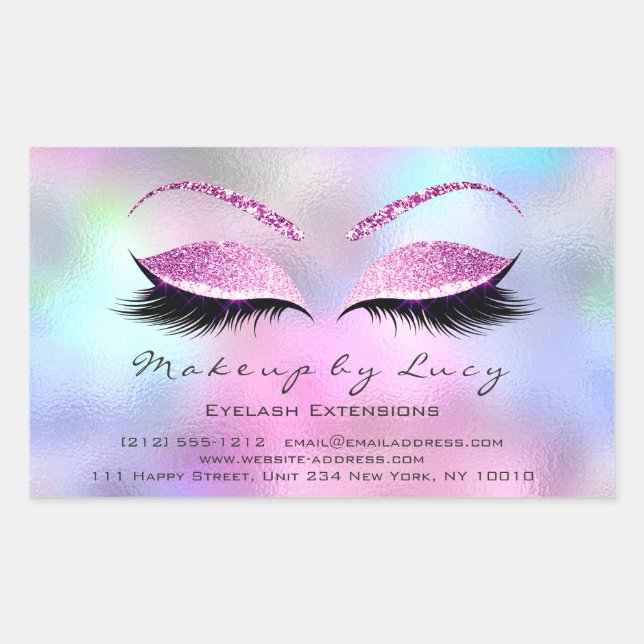 Pegatina Rectangular Extensión Eyelash Maquillaje Salón De Belleza Ombr (Anverso)