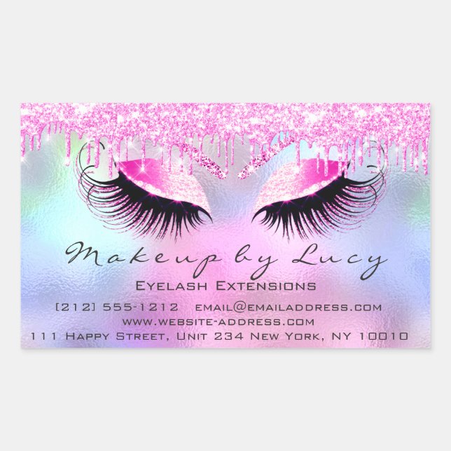 Pegatina Rectangular Extensión Eyelash Maquillaje Salón De Belleza Perf (Anverso)