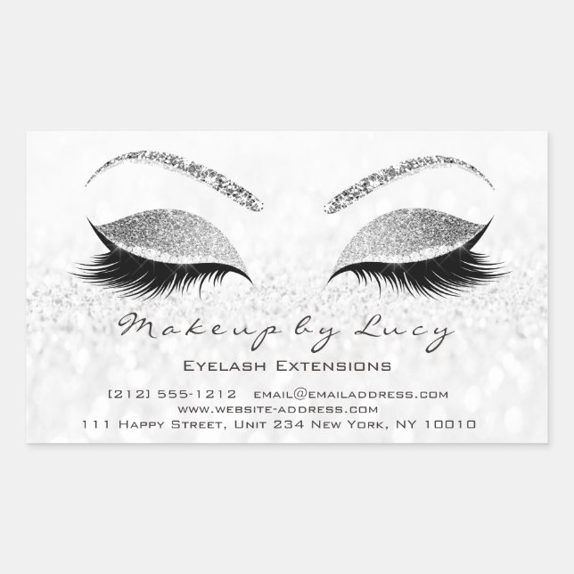 Pegatina Rectangular Extensión Eyelash maquillaje Salón De Belleza Purp (Anverso)