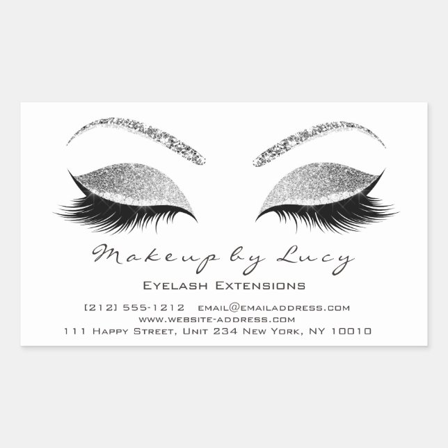Pegatina Rectangular Extensión Eyelash maquillaje Salón De Belleza Purp (Anverso)
