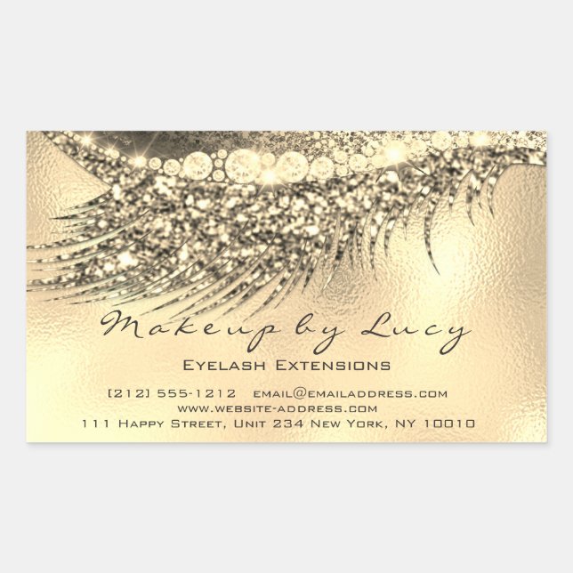 Pegatina Rectangular Extensión Lash maquillaje Beauty Gold Glam Purpuri (Anverso)