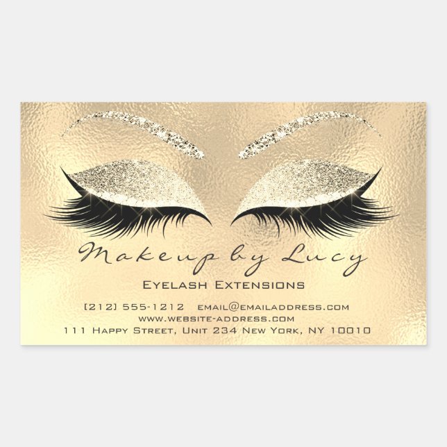 Pegatina Rectangular Extensión Lash maquillaje Belleza Champaigne Purpu (Anverso)