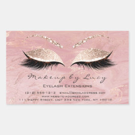 Pegatina Rectangular Extensión Lash Maquillaje Belleza Mármol Purpurina