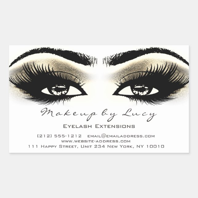 Pegatina Rectangular Extensión Lash maquillaje Belleza Ojos Dorados Bla (Anverso)
