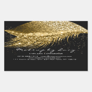 Pegatina Rectangular Extensión Lash maquillaje Belleza Oro Confetti Neg