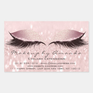 Pegatina Rectangular Eyelash Extensión Artista de maquillaje rosa Estud