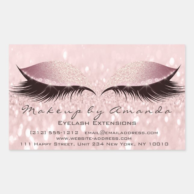 Pegatina Rectangular Eyelash Extensión Artista de maquillaje rosa Estud (Anverso)