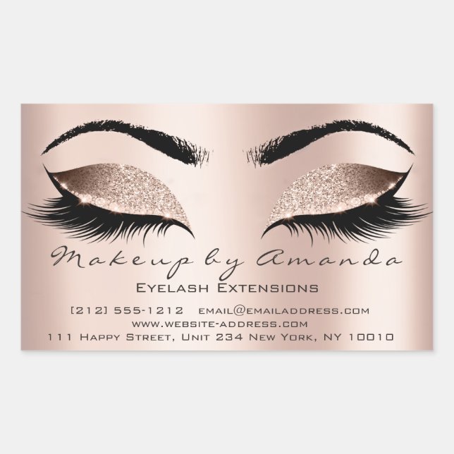 Pegatina Rectangular Eyelash Extensión Makeup Salón De Belleza Microbla (Anverso)