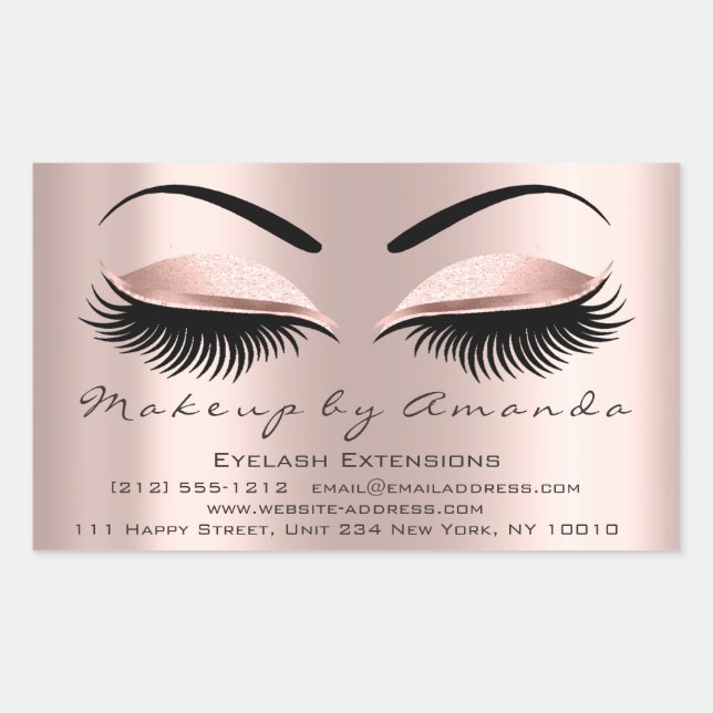 Pegatina Rectangular Eyelash Extensión maquillaje Belleza Rosa Microbla (Anverso)