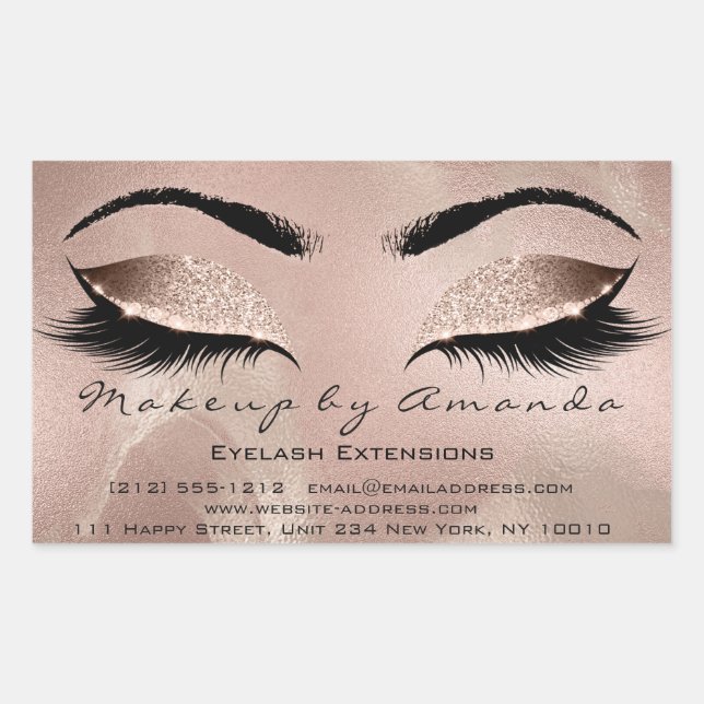 Pegatina Rectangular Eyelash Makeup RSVP Beauty Rosa de piel Purpurina  (Anverso)