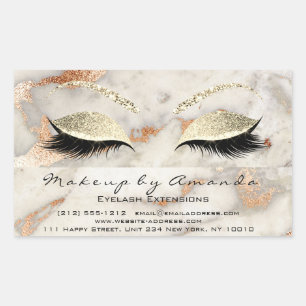 Pegatina Rectangular Eyelash Makeup RSVP Rosa de mármol de coral Purpur