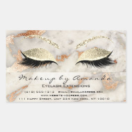 Pegatina Rectangular Eyelash Makeup RSVP Rosa de mármol de coral Purpur