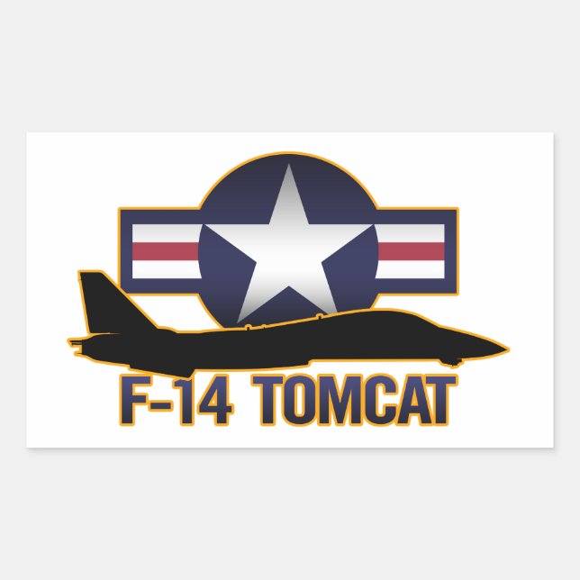 Pegatina Rectangular F-14 Tomcat (Anverso)