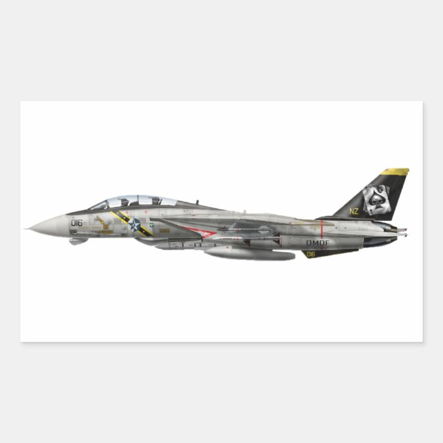 Pegatina Rectangular F-14 Tomcat (Anverso)