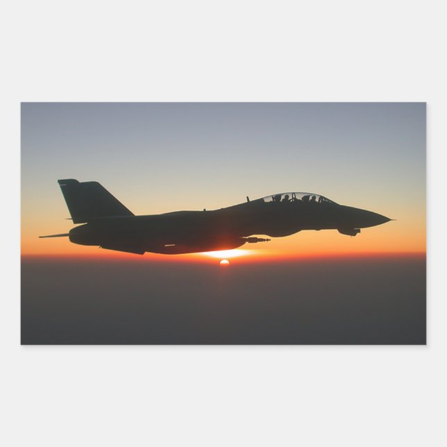 Pegatina Rectangular F 14 Tomcat Fighter Jet (Anverso)