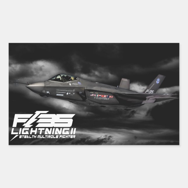 Pegatina Rectangular F-35 Lightning II (Anverso)