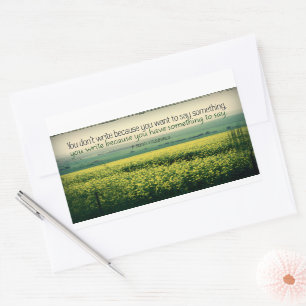 Pegatina Rectangular F. Scott Fitzgerald Cita Inspiradora "Escribir"