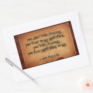 Pegatina Rectangular F. Scott Fitzgerald Cita Inspiradora "Escribir"
