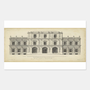 Pegatina Rectangular Fachada de estilo teatral de Colen Campbell