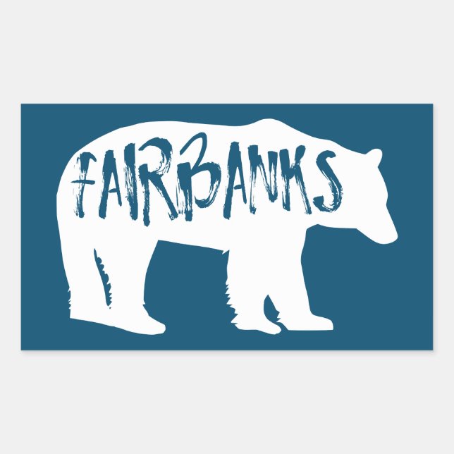 Pegatina Rectangular Fairbanks Alaska Bear (Anverso)