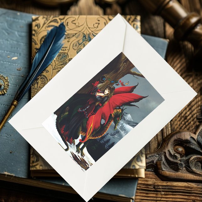 Pegatina Rectangular Fairy Red Dragon Fantasy Spring (Subido por el creador)