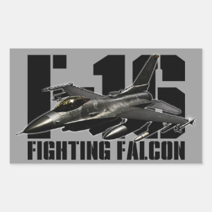 Pegatina Rectangular Falcon de combate F-16