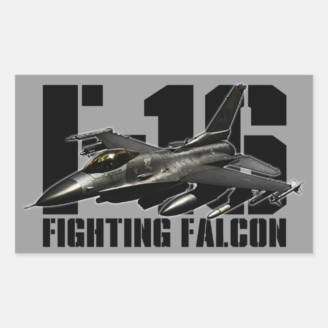 Pegatina Rectangular Falcon de combate F-16 (Anverso)