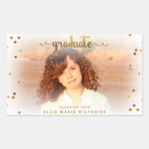 Pegatina Rectangular Falsa foto con clase de la graduación del confeti