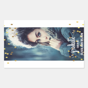 Pegatina Rectangular Falsa graduación elegante de la foto del confeti