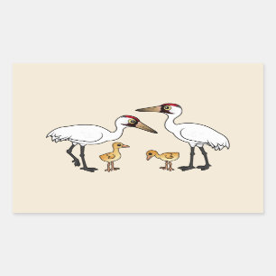 Pegatina Rectangular Familia Crane Whooping