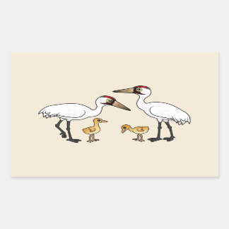 Pegatina Rectangular Familia Crane Whooping
