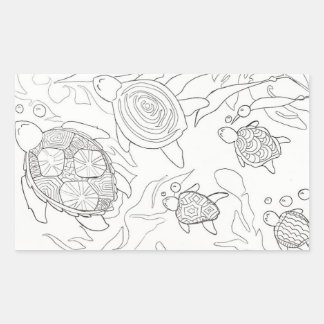 Pegatina Rectangular Familia de tortugas me colorean