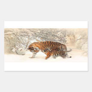 Pegatina Rectangular Familia Tigers