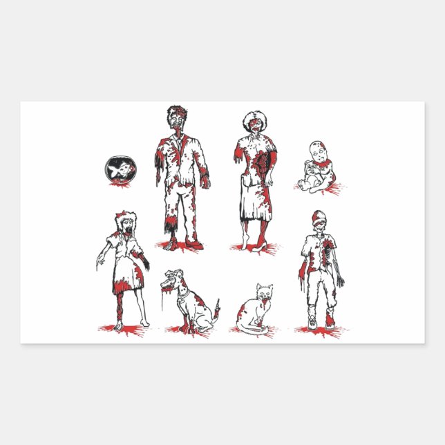 Pegatina Rectangular Família Zumbi (Anverso)
