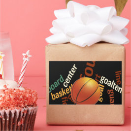 Pegatina Rectangular Fanáticos deportivos de baloncesto.