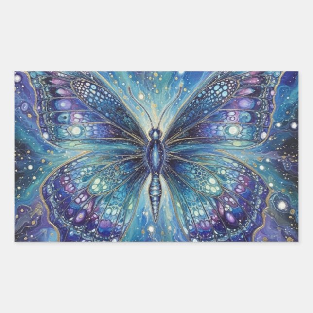 Pegatina Rectangular FantasiaDeMariposaCòsmica (Anverso)